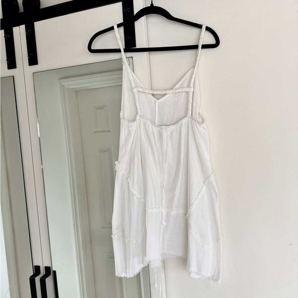 ASOS White Linen Cotton Sun Dress with Frayed Seem Detailing